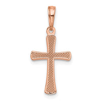 Load image into Gallery viewer, 14K Rose Gold Polished Beveled Cross w/ Round Tips Charm
