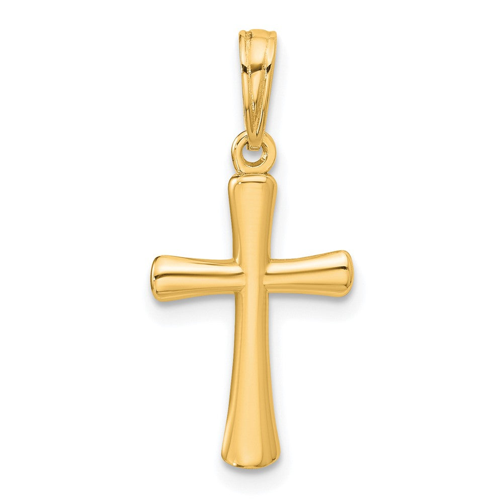 14K Polished Beveled Cross w/ Round Tips Charm