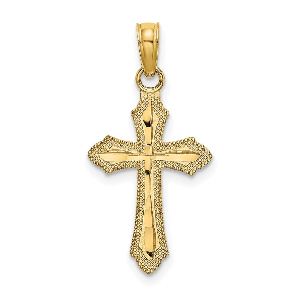 14K D/C w/ Beaded Edge Cross Charm