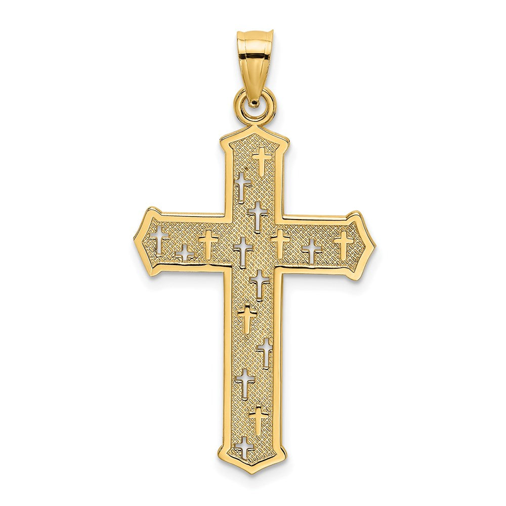 14K Arrow Tip Cross W/ Cross Accents Charm