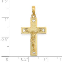 Load image into Gallery viewer, 14K Cut-Out Heart w/I LOVE JESUS on Reverse Crucifix Charm
