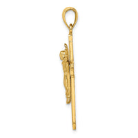 Load image into Gallery viewer, 14K Polished w/ Beaded Edge Crucifix Charm
