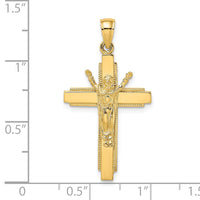 Load image into Gallery viewer, 14K Polished w/ Beaded Edge Crucifix Charm
