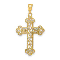 Load image into Gallery viewer, 14K Textured and Beaded Edge Cross Charm
