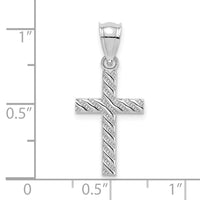 Load image into Gallery viewer, 14K White Gold Beaded and Polished Cross Charm
