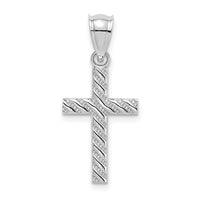 Load image into Gallery viewer, 14K White Gold Beaded and Polished Cross Charm
