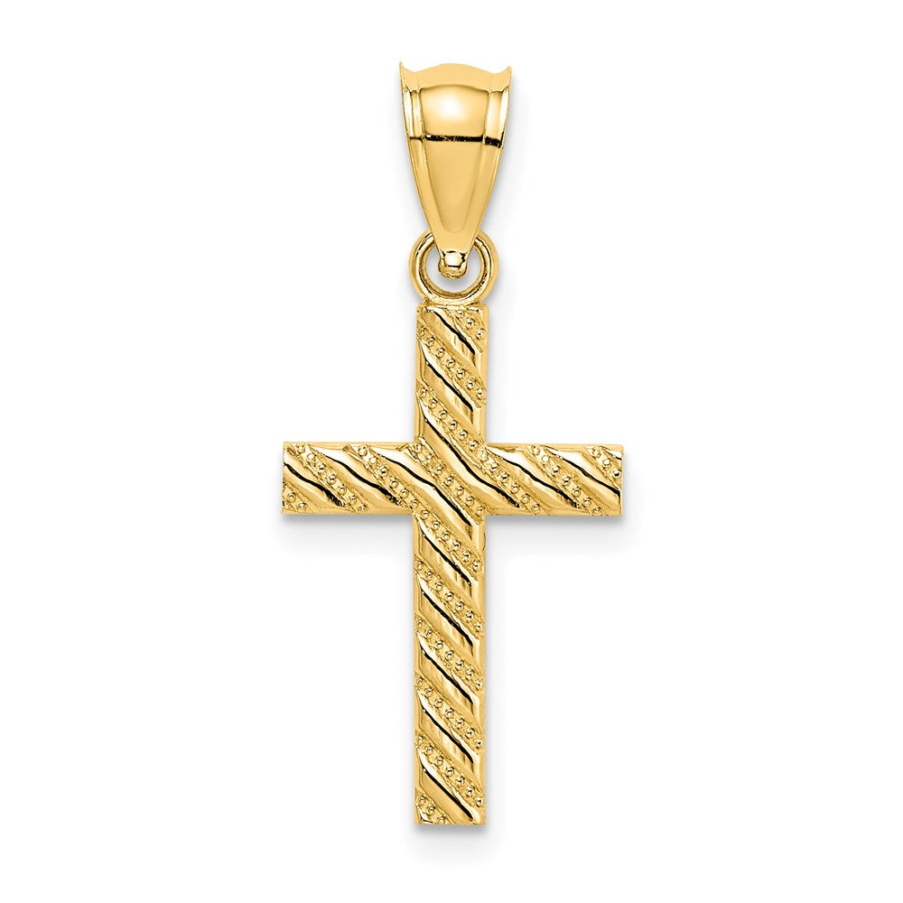 14K Beaded and Polished Cross Charm
