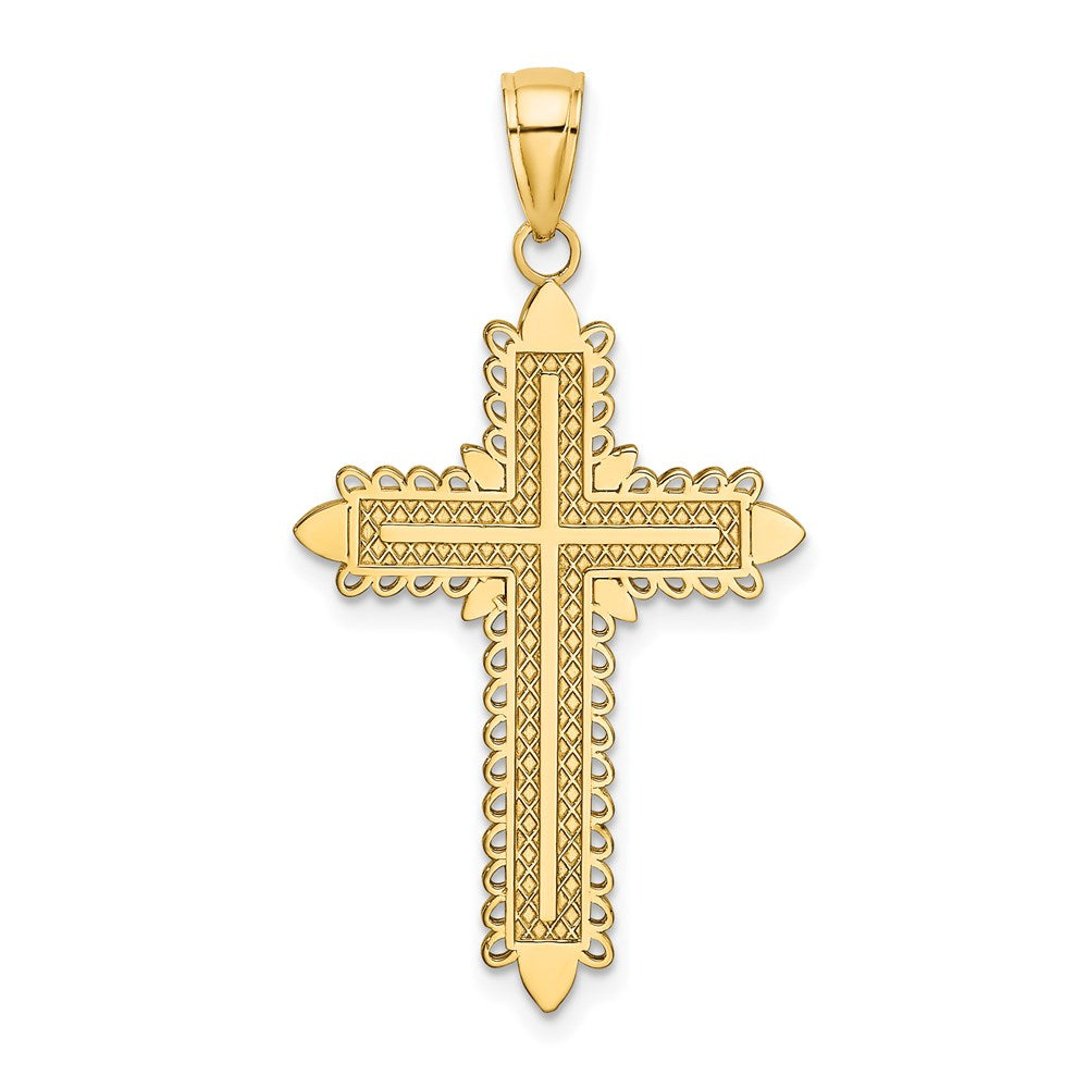 14K w/ Lace Border Cross Charm