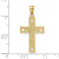 Load image into Gallery viewer, 14K  I LOVE JESUS  Cross w/ Hearts Charm
