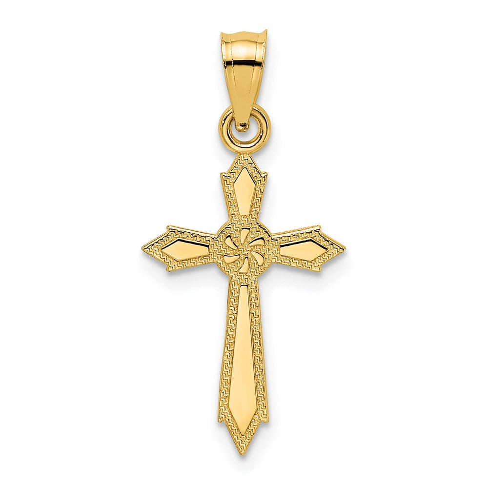 14K w/ Engraved Edges Cross Charm