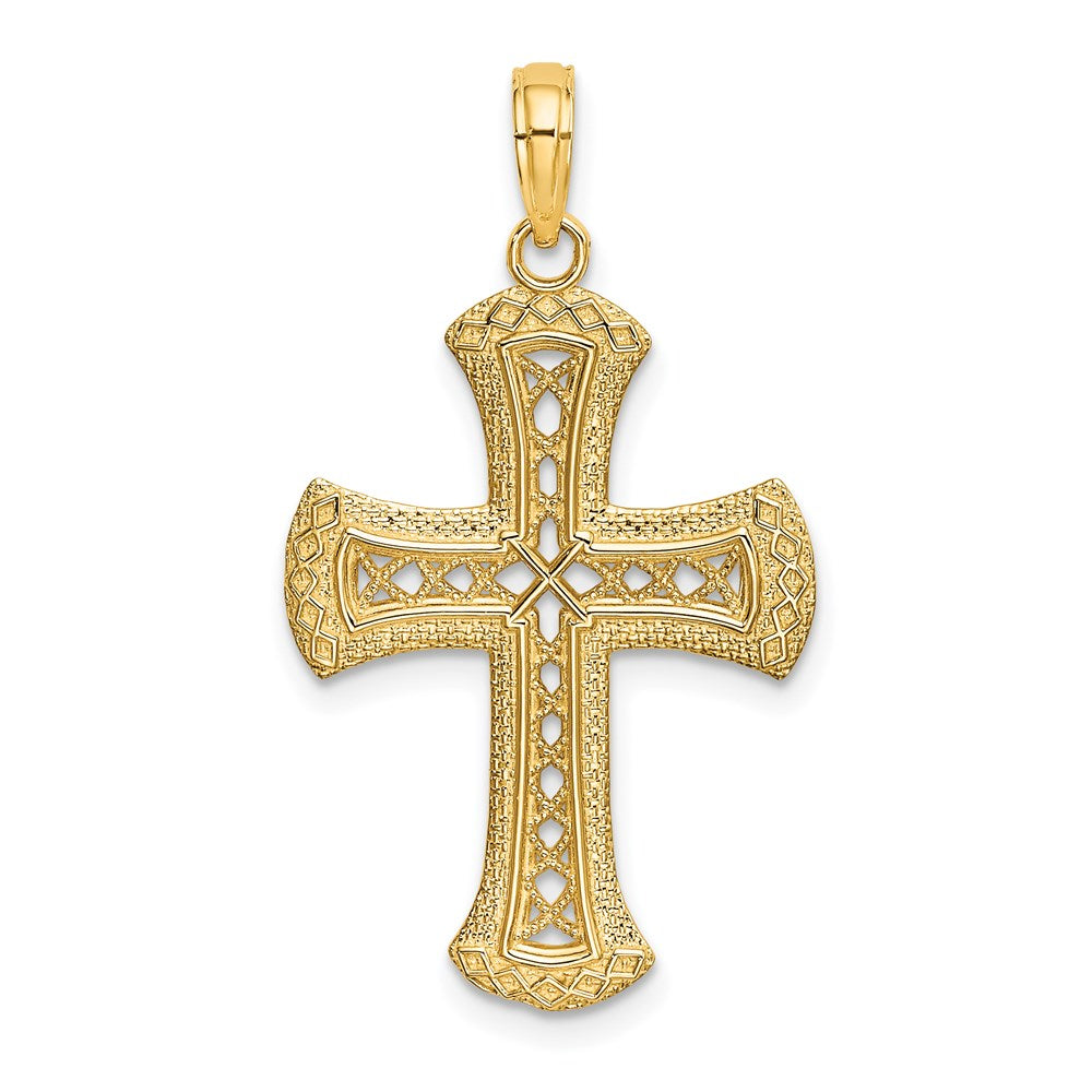 14K Textured and Cut-Out Cross Charm