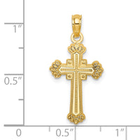 Load image into Gallery viewer, 14K Textured Leaves On Edges Cross Charm
