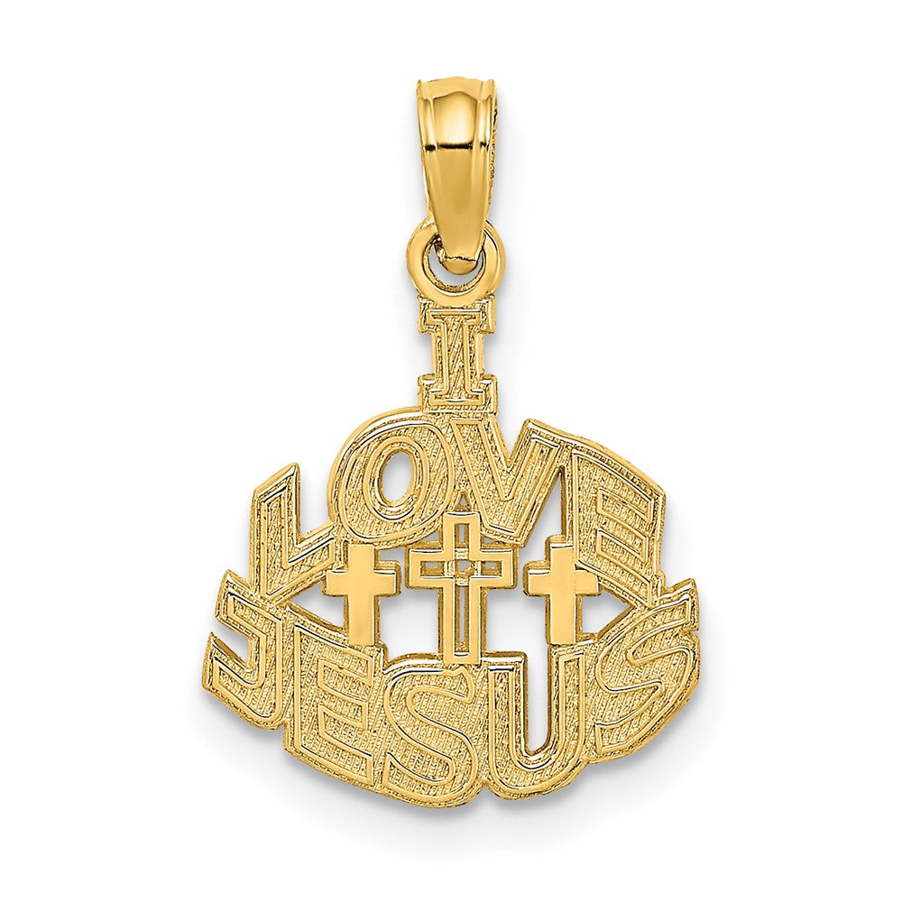 14K I LOVE JESUS Cross Charm