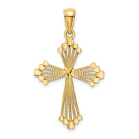 Load image into Gallery viewer, 14K D/C and Cut-Out Stripes W/ Heart In Center Cross Charm
