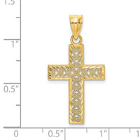 Load image into Gallery viewer, 14K D/C Edge and Filigree Center Cross Charm
