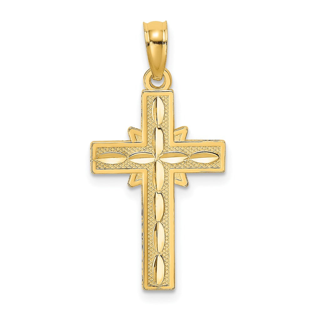 14K D/C Etched Cross Charm