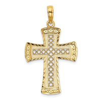 Load image into Gallery viewer, 14K D/C  W/Satin Edge Lattice Cross Charm
