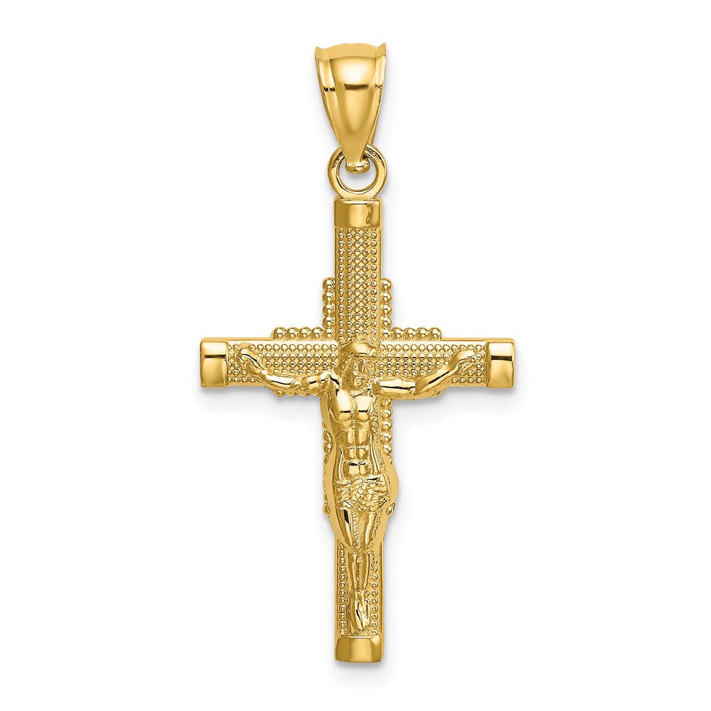 14K Beaded Accent Crucifix Charm