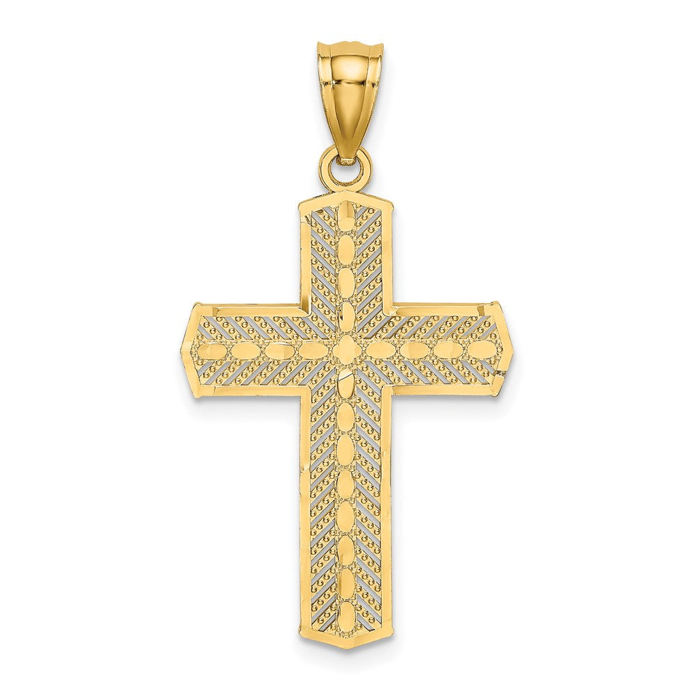14K Beaded Cross Charm