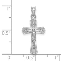 Load image into Gallery viewer, 14K White Gold Crucifix W/ Beveled Edges Charm
