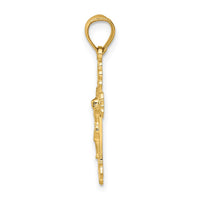 Load image into Gallery viewer, 14K W/ Textured Scalloped Edge Crucifix Charm
