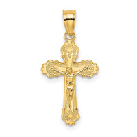 Load image into Gallery viewer, 14K W/ Textured Scalloped Edge Crucifix Charm
