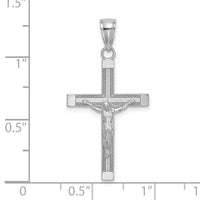Load image into Gallery viewer, 14K White Gold Polished and Textured Crucifix Charm
