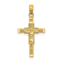 Load image into Gallery viewer, 14K Beaded Accent w/ Cross Behind Crucifix Charm

