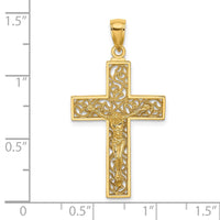 Load image into Gallery viewer, 14K Textured Swirl Design Crucifix Charm
