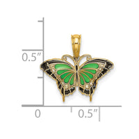 Load image into Gallery viewer, 14K Small Green Enameled Butterfly Charm
