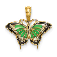 Load image into Gallery viewer, 14K Small Green Enameled Butterfly Charm
