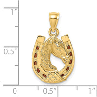 Load image into Gallery viewer, 14K Horse Head In Horseshoe w/ Enameled Charm
