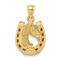Load image into Gallery viewer, 14K Horse Head In Horseshoe w/ Enameled Charm
