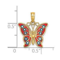 Load image into Gallery viewer, 14K w/ Red and Blue Enamel Filigree Butterfly Charm
