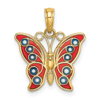 Load image into Gallery viewer, 14K w/ Red and Blue Enamel Filigree Butterfly Charm

