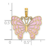 Load image into Gallery viewer, 14K Lavender Enameled Butterfly Pendant
