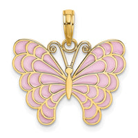 Load image into Gallery viewer, 14K Lavender Enameled Butterfly Pendant
