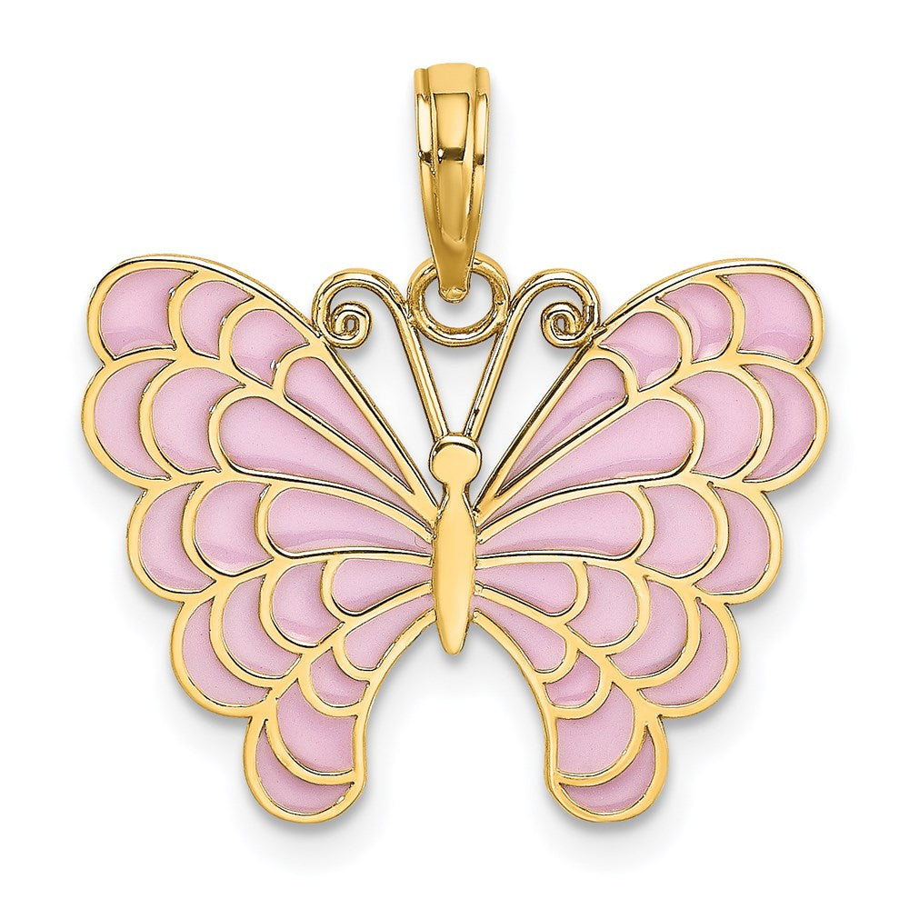 14K Lavender Enameled Butterfly Pendant