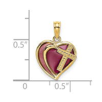 Load image into Gallery viewer, 14K W/ Purple Enamel Cross Heart Charm
