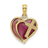 Load image into Gallery viewer, 14K W/ Purple Enamel Cross Heart Charm
