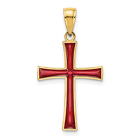 Load image into Gallery viewer, 14K Red Enameled Cross Charm
