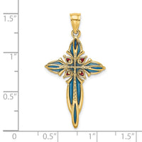 Load image into Gallery viewer, 14K Blue and Red Enameled Cross Charm
