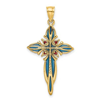 Load image into Gallery viewer, 14K Blue and Red Enameled Cross Charm
