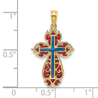 Load image into Gallery viewer, 14K w/ Blue and Red Enameled Cross Charm
