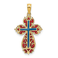 Load image into Gallery viewer, 14K w/ Blue and Red Enameled Cross Charm
