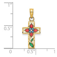 Load image into Gallery viewer, 14K Enameled W/ Flower Cross Charm

