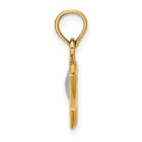 Load image into Gallery viewer, 14K Horizontal Blue Enameled Ichthus Charm
