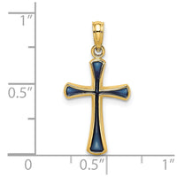 Load image into Gallery viewer, 14K Blue Enameled Tapered Cross Charm
