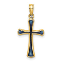Load image into Gallery viewer, 14K Blue Enameled Tapered Cross Charm
