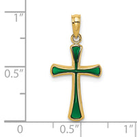 Load image into Gallery viewer, 14K Green Enameled Tapered Cross Charm
